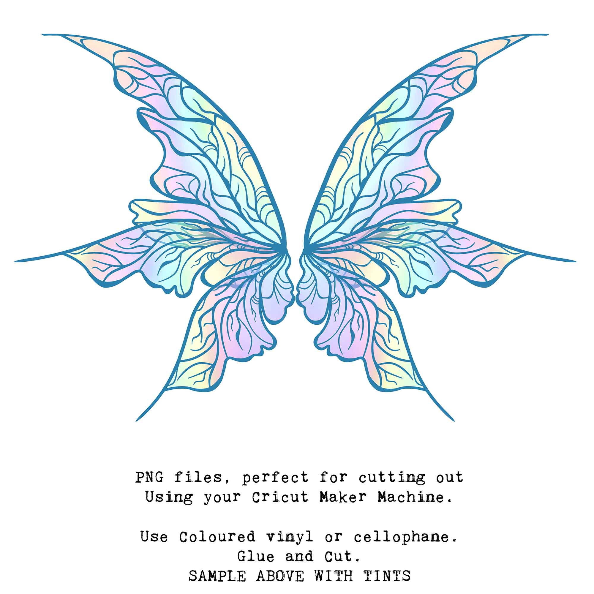 SVG & PNG Fairy Wing files for Cricut or Silhouette Cameo Cutting Machine. To create wearable fairy wings, in adult or children sizes.  Use this clipart design for Halloween Costumes, Fantasy or Cosplay or photography. These are Individual Wing Pieces, for you to cut and assemble. This is a digital product.